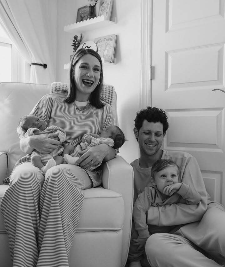 Clair & Dillon with their son and twin newborns